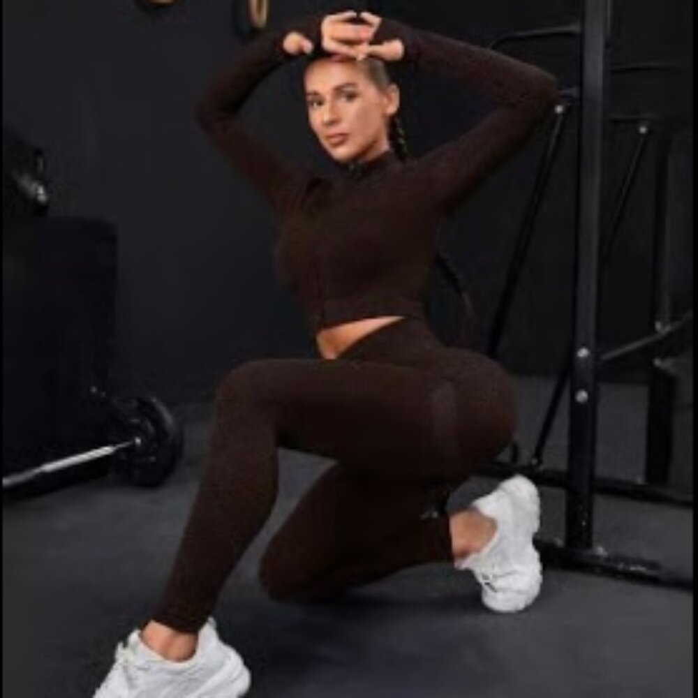 Leggings and Long Sleeve Crop Jacket Matching Set